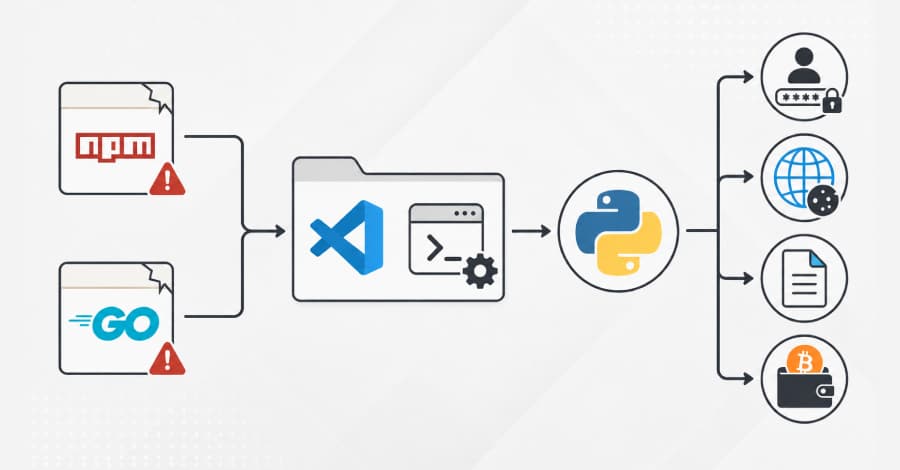 Hijacked npm and Go Packages Use VS Code Tasks to Deploy Python Infostealer